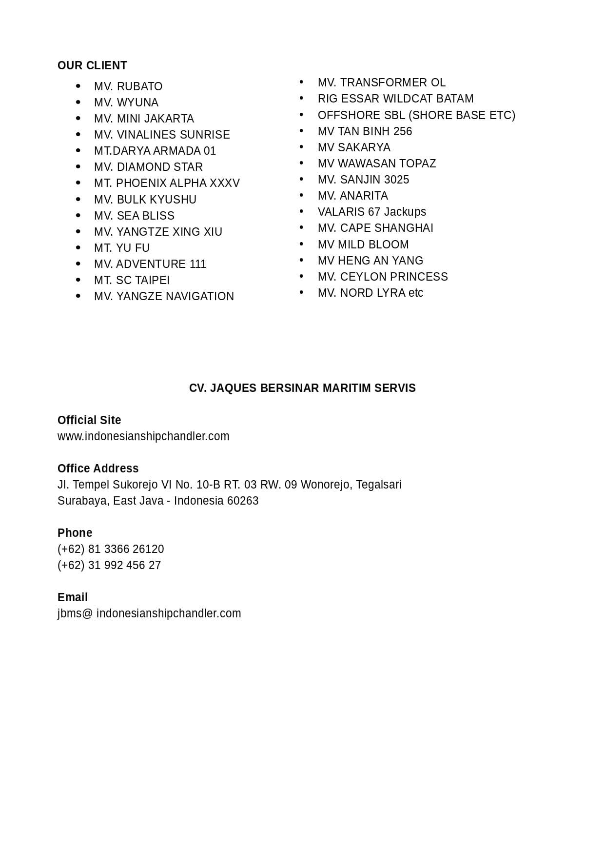 Offering Services All Running Stores For Your Vessel If call @Global Local Port Of Indonesia thumbnail 5